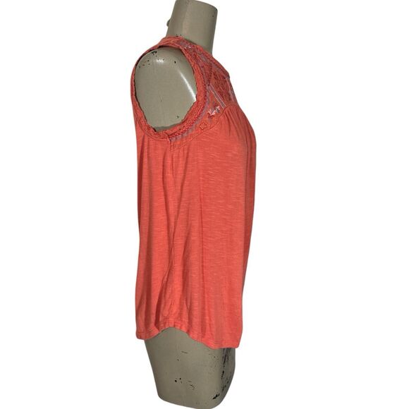 Knox Rose Boho Orange Embroidered Yoke Sleeveless Peasant Blouse Sz XS - Picture 5 of 6